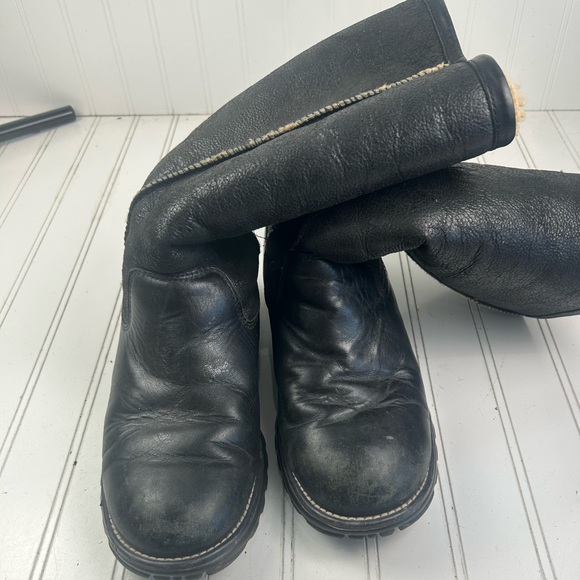 UGG Brooks Tall Black Leather Women's Casual Boots Size 9 SEE PHOTOS - Picture 9 of 15